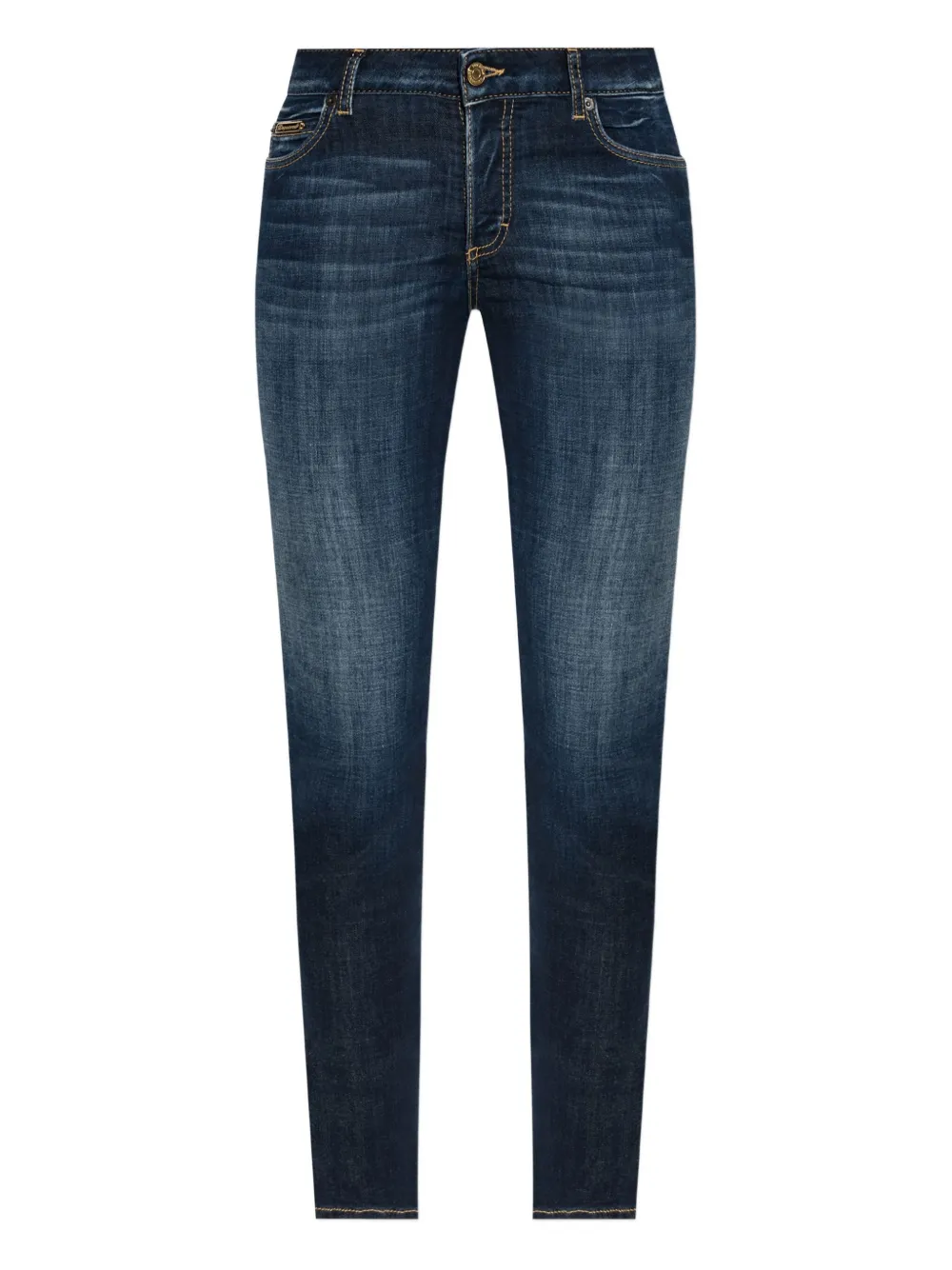Dsquared2 Logo-plaque Cropped Jeans In Blue