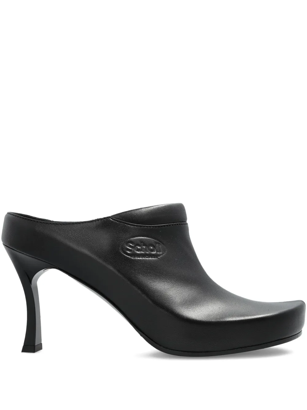 Balenciaga 80mm stiletto muiltjes met vierkante neus Zwart