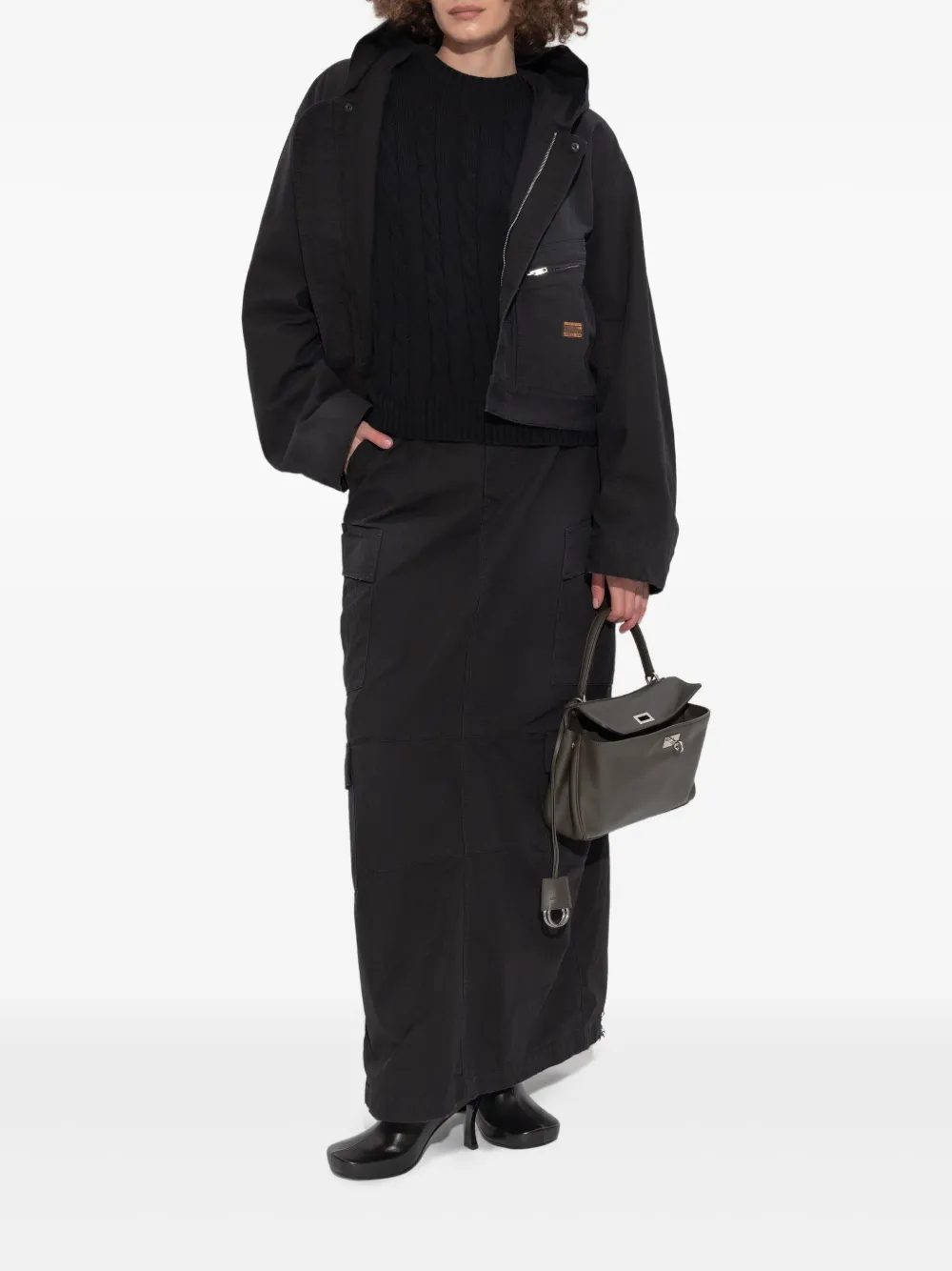 Balenciaga Midi-rok met cargo zak Zwart