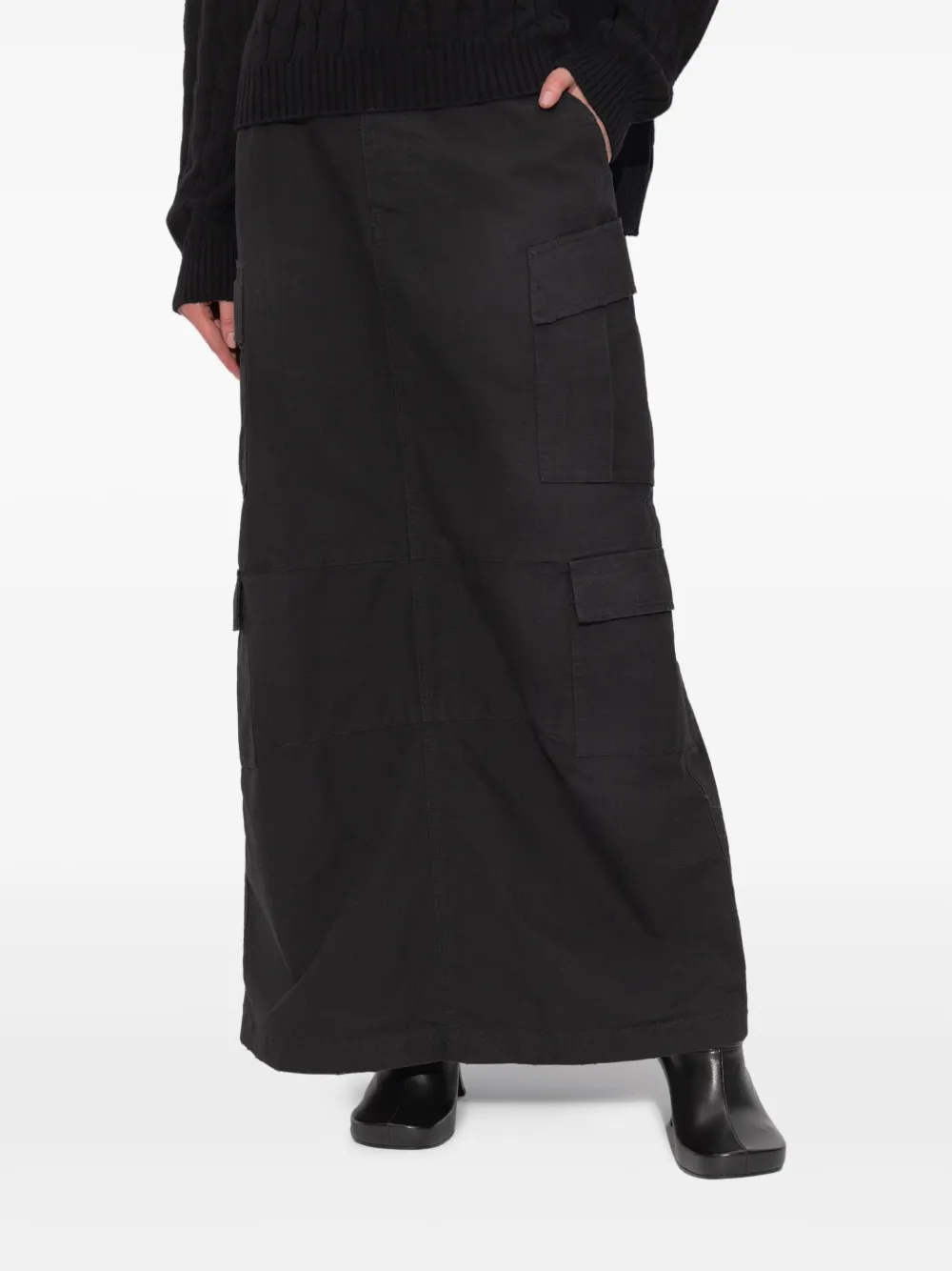 Balenciaga Midi-rok met cargo zak Zwart