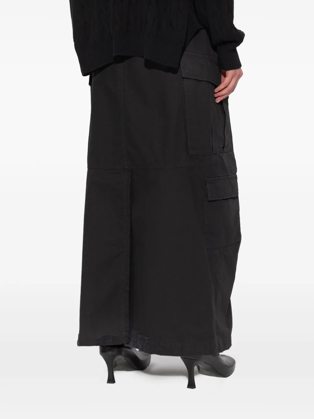 Balenciaga Midi-rok met cargo zak Zwart