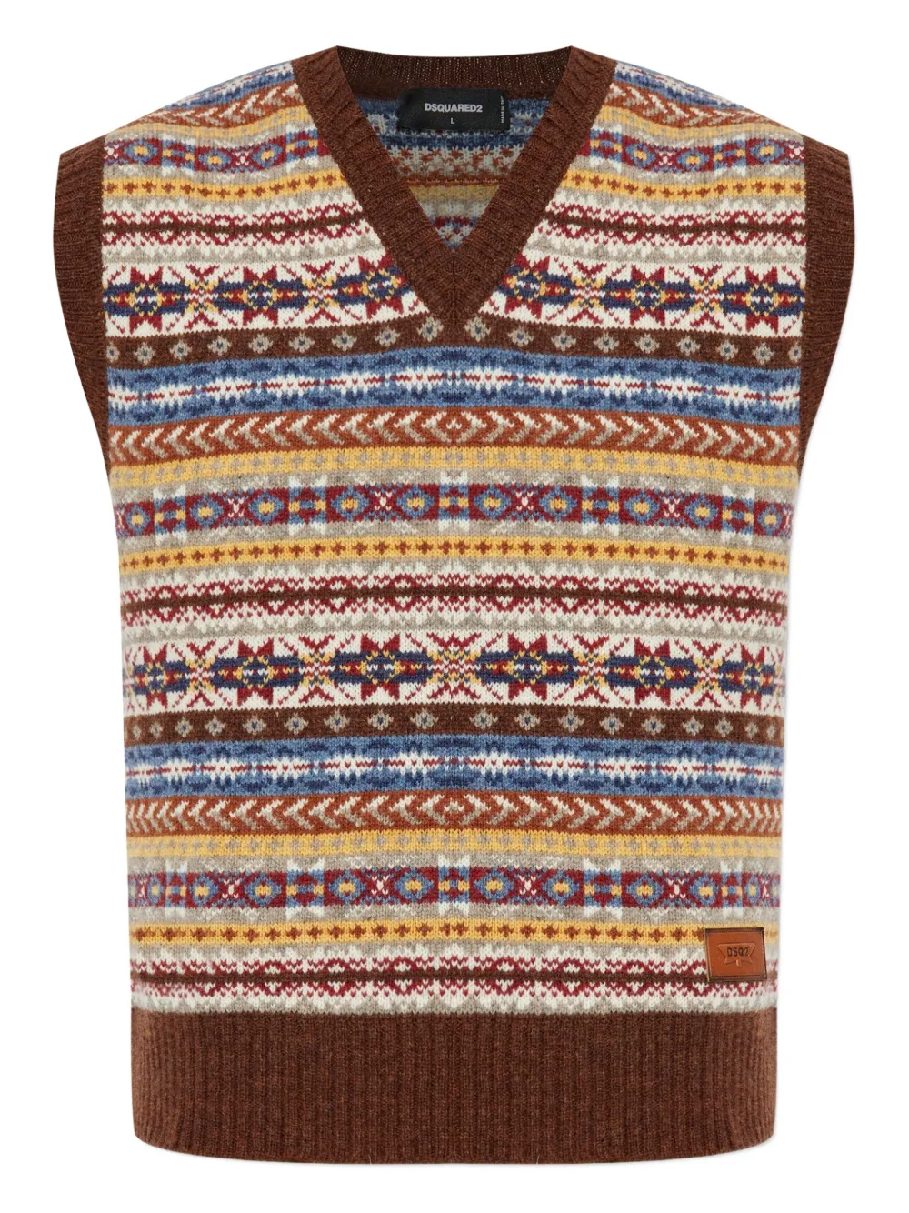 Dsquared2 Logo-patch Vest In Brown