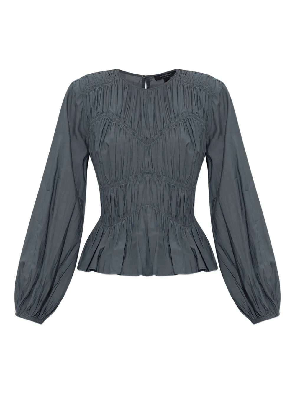 AllSaints smocked-panel tiered top Blauw