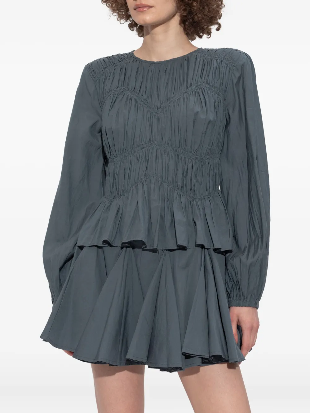 AllSaints smocked-panel tiered top Blauw