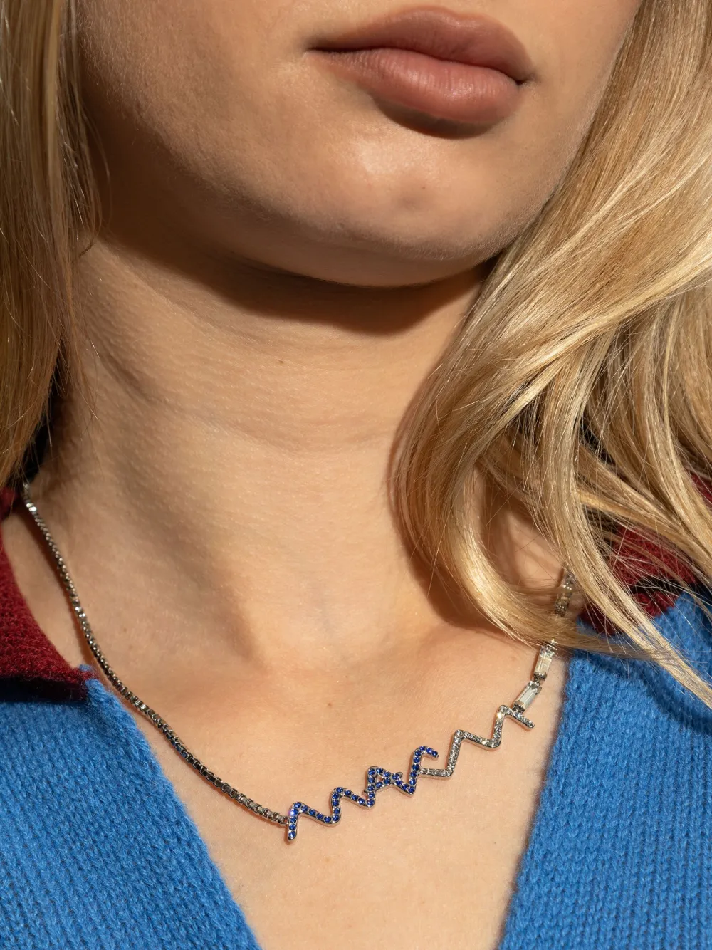 Marni sapphire-wave necklace - Zilver