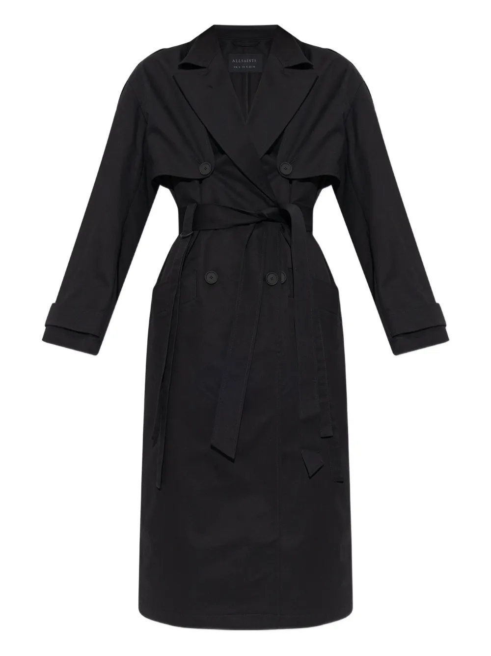 double-breasted belted trench coat