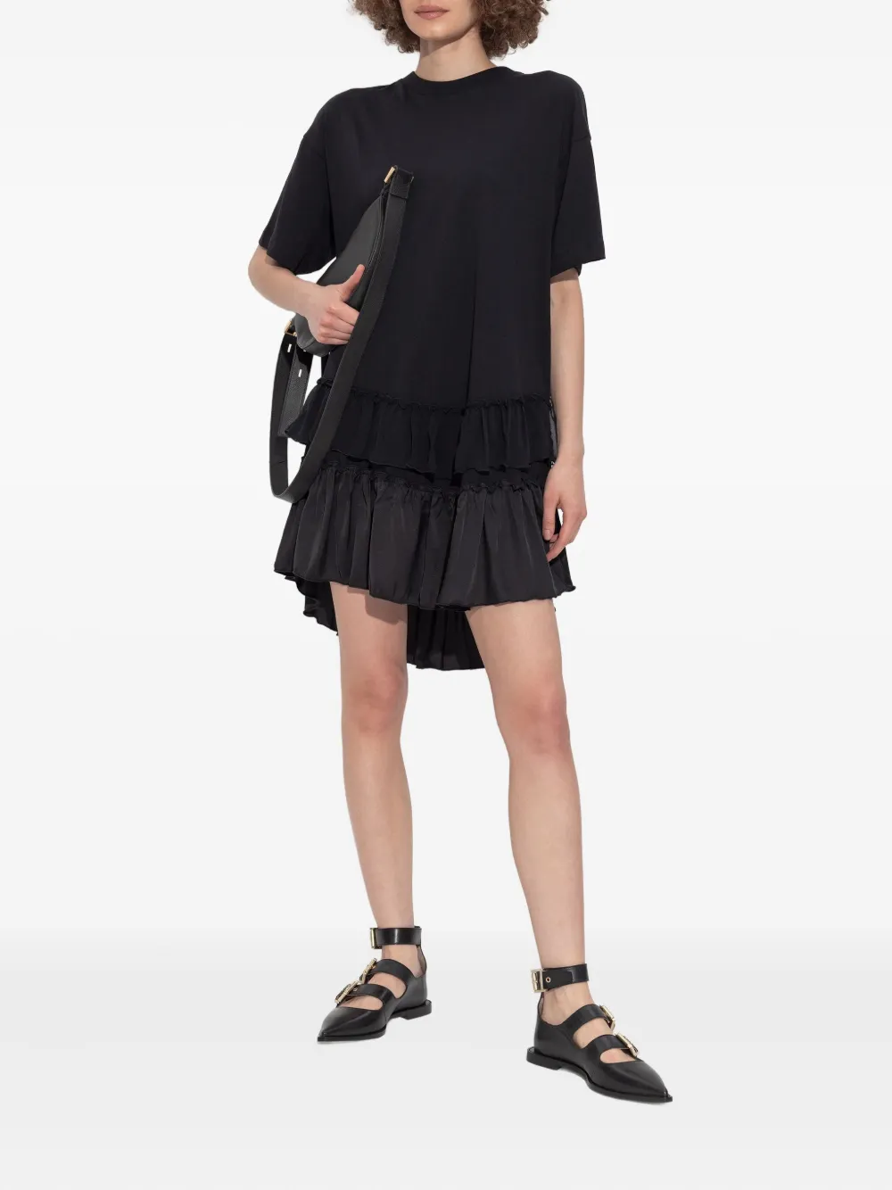 AllSaints Gelaagde jurk met ruches - Zwart