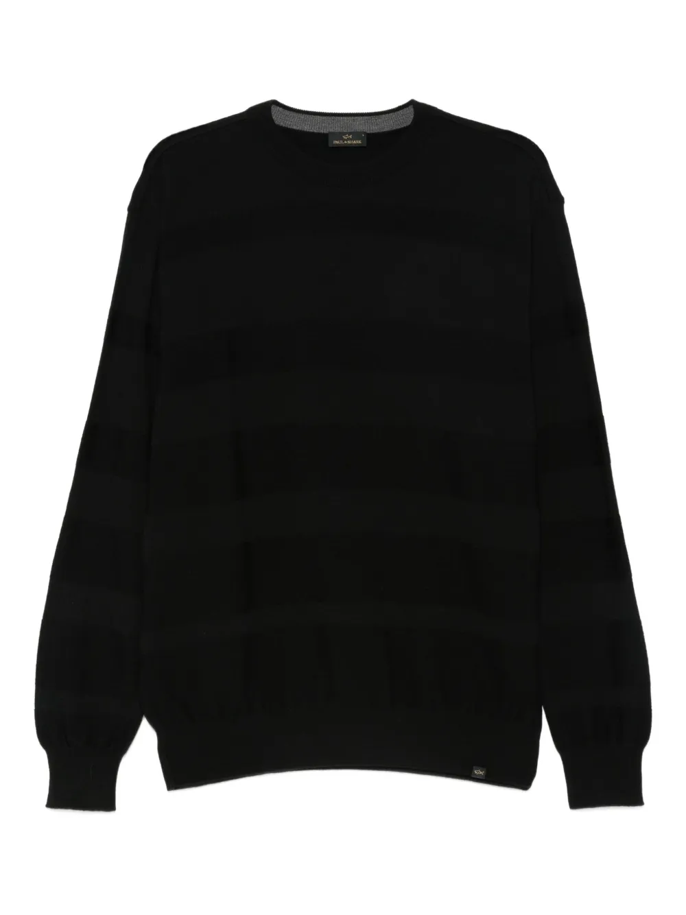 Paul & Shark Wool Striped Crew Neck Sweater In Black
