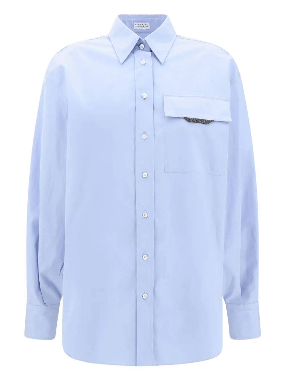 Brunello Cucinelli jewel-embellished pocket shirt - ブルー Brunello Cucinelli jewel-embellished pocket shirt - ブルー