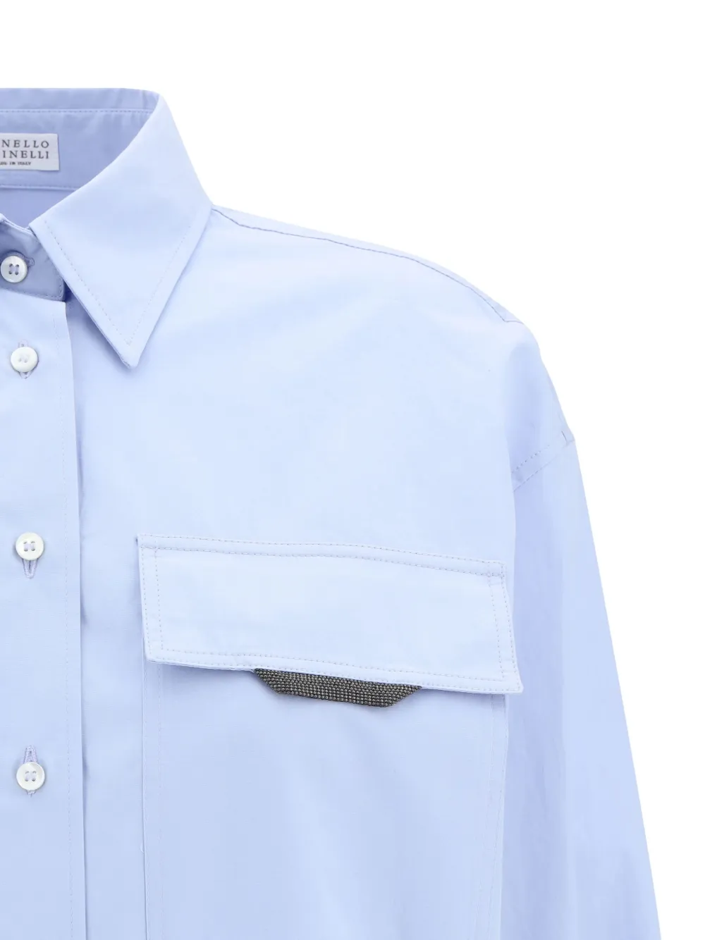 Brunello Cucinelli Shirt With Iconic Jewelry Detail In Blue
