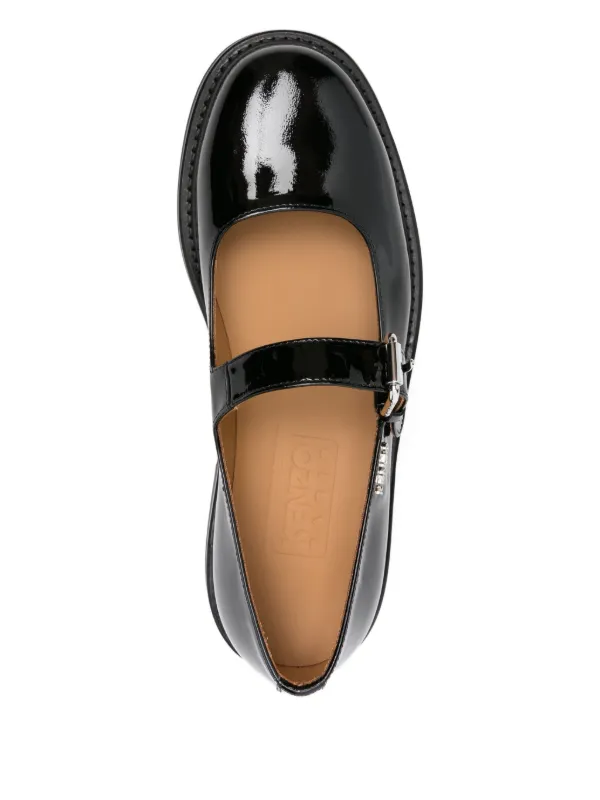 Kenzo Smile Buckle Patent Loafers | Black | FARFETCH