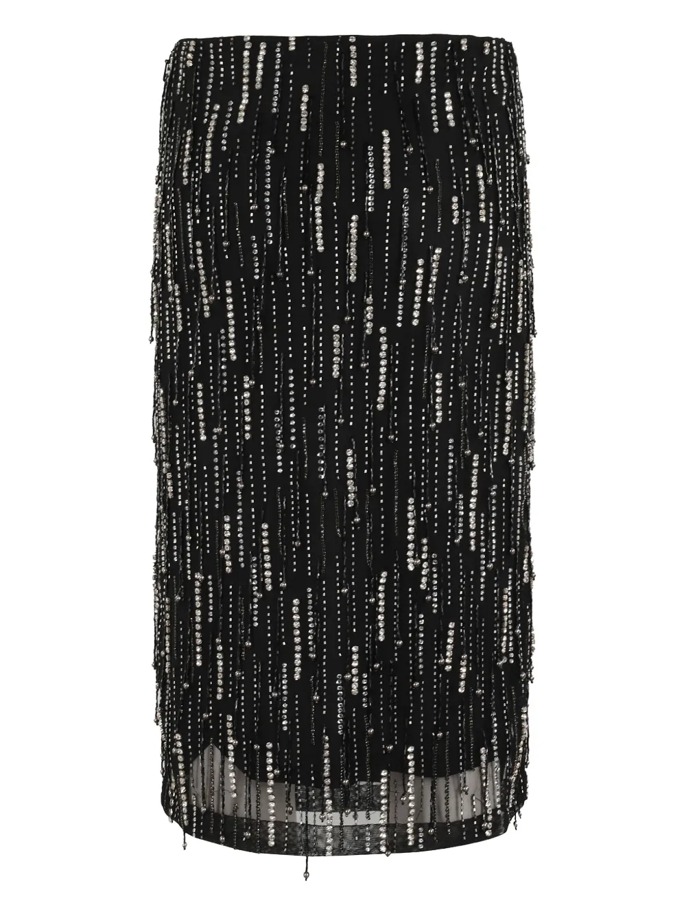 PINKO Midi-rok met kralen en franje Zwart
