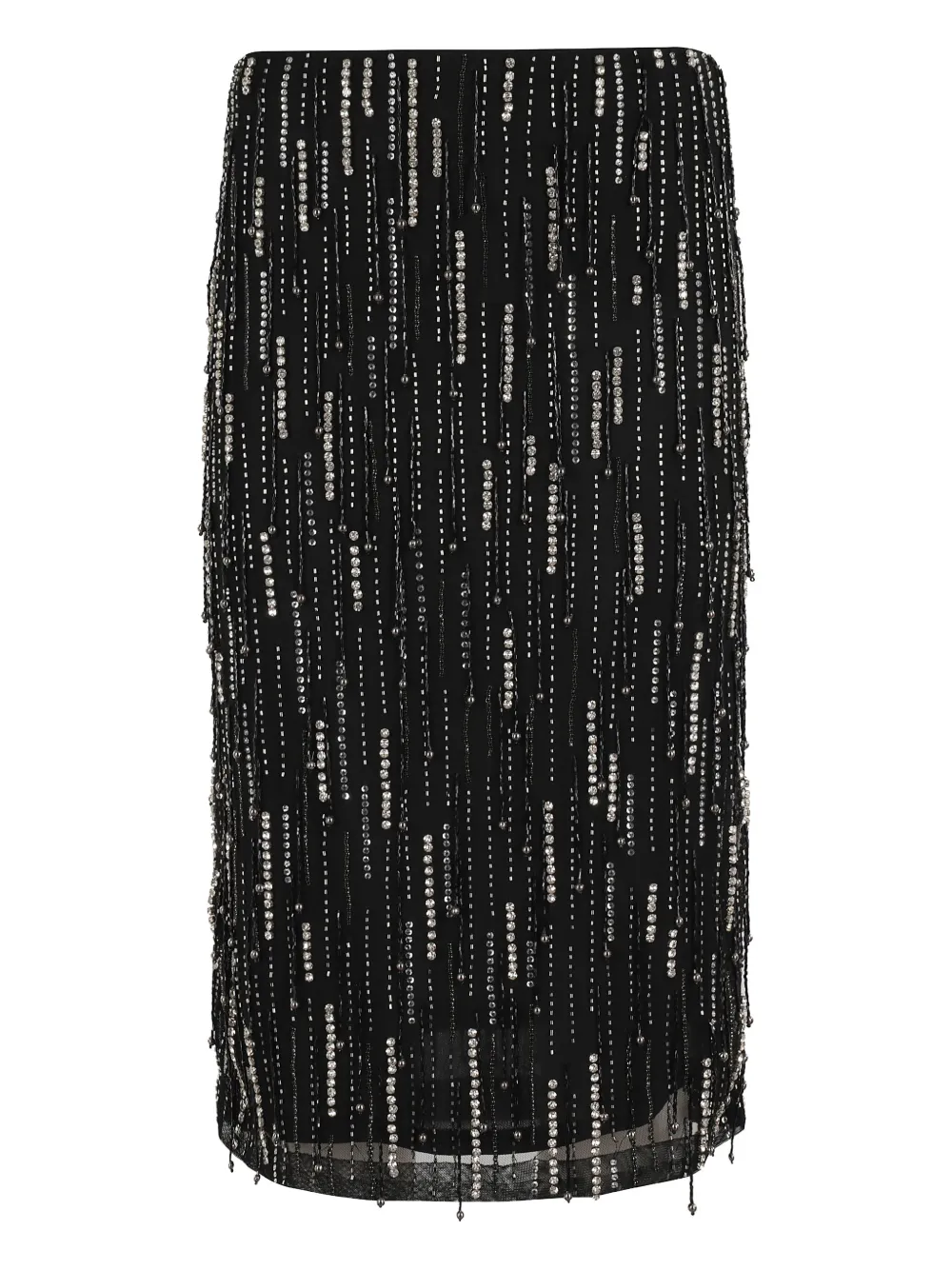 PINKO beaded fringe midi skirt - Zwart