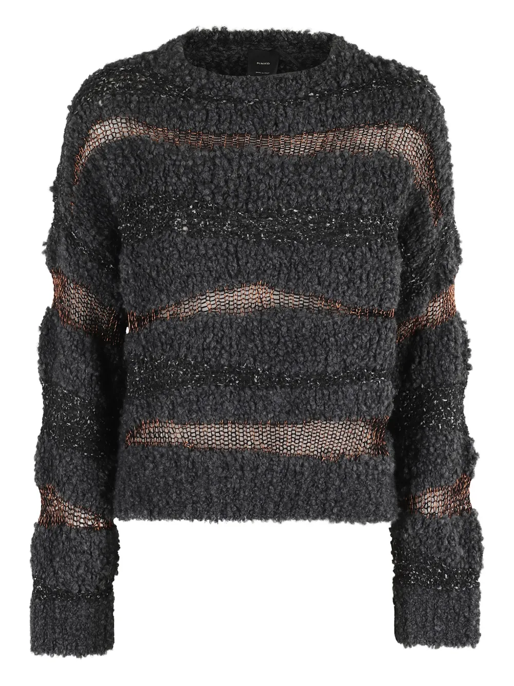 metallic-striped long-sleeves sweater