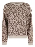 Federica Tosi leopard-print shoulder-detail jumper - Brown