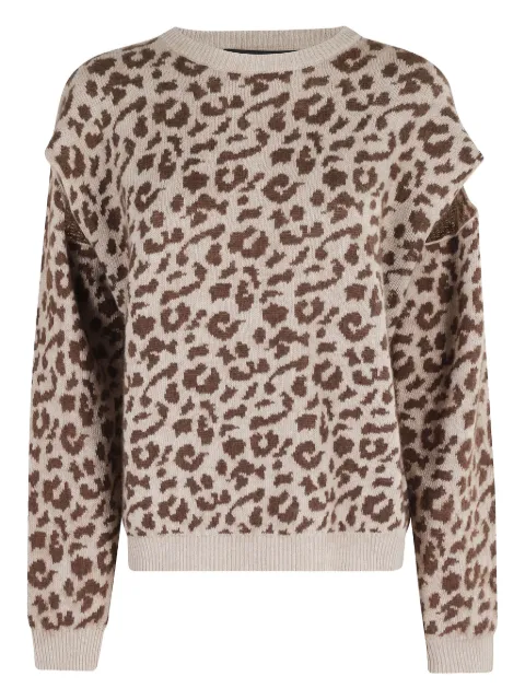 Federica Tosi leopard-print shoulder-detail jumper