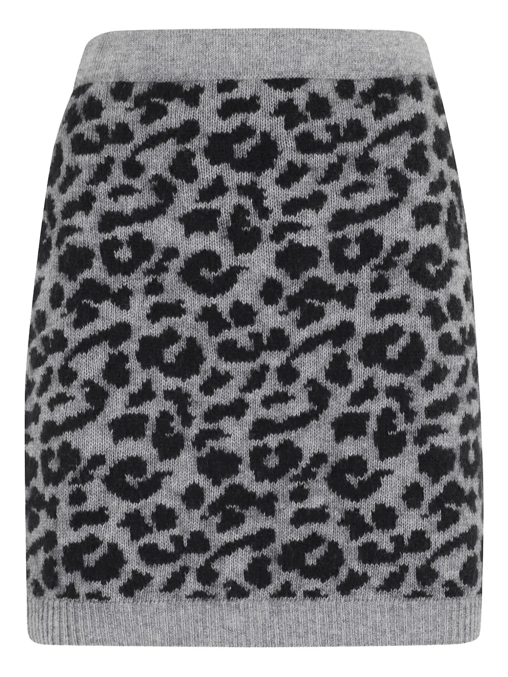 leopard-print knit mini skirt