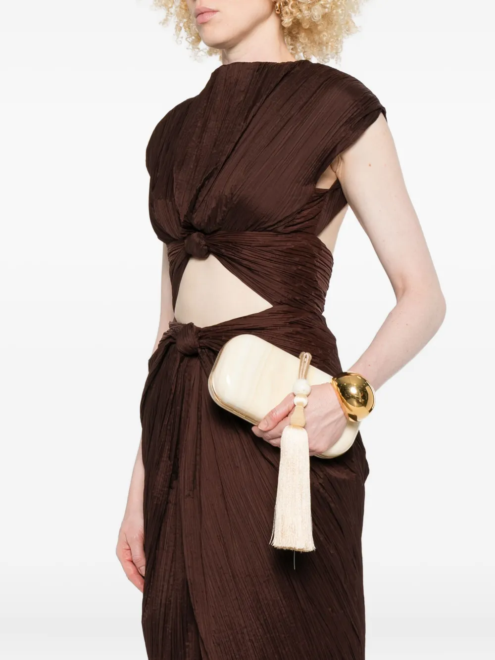 Cult Gaia Yasmin kleine clutch verfraaid met kwastje Beige