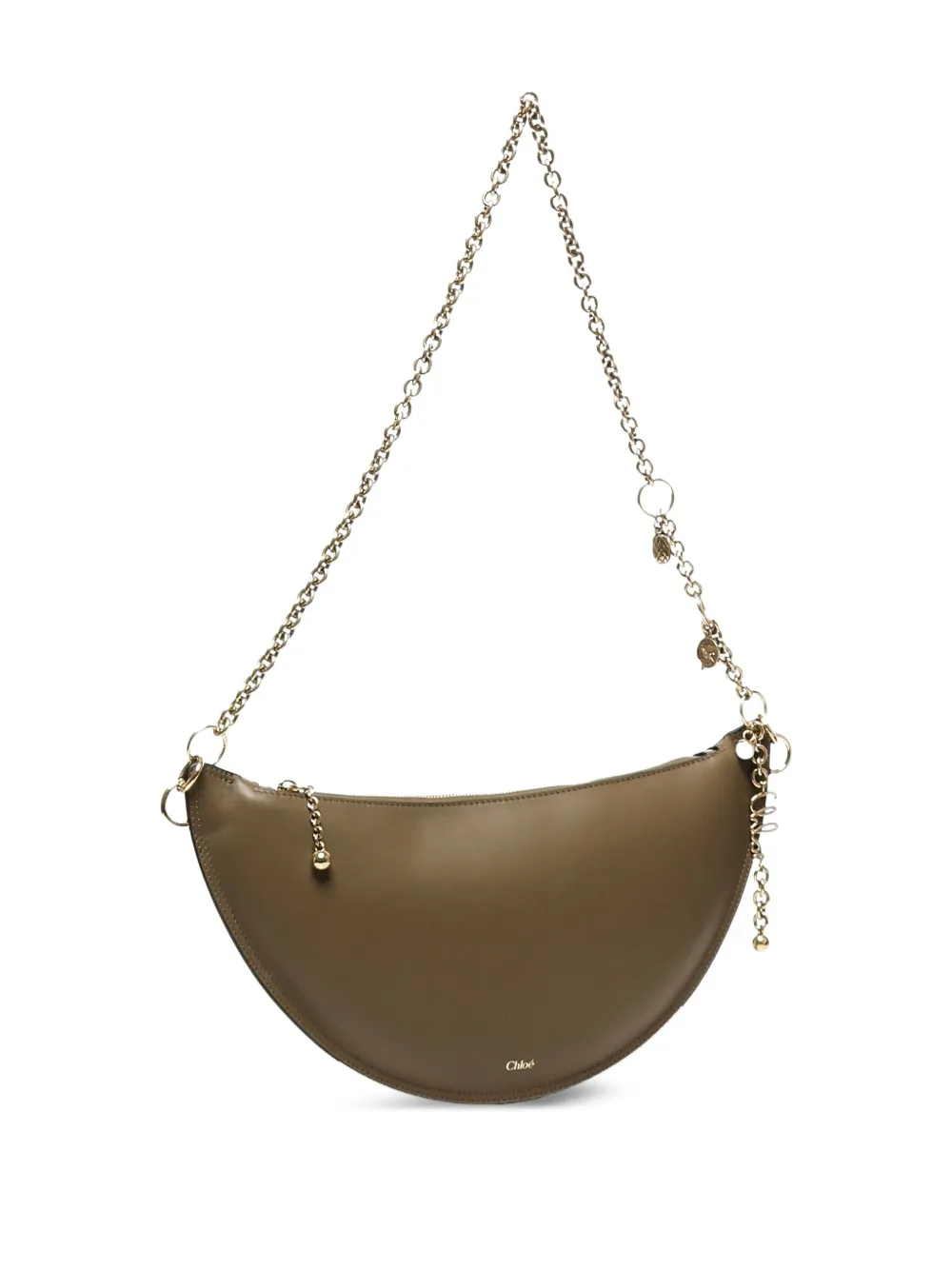 Chloé Crescent schoudertas met ketting Groen