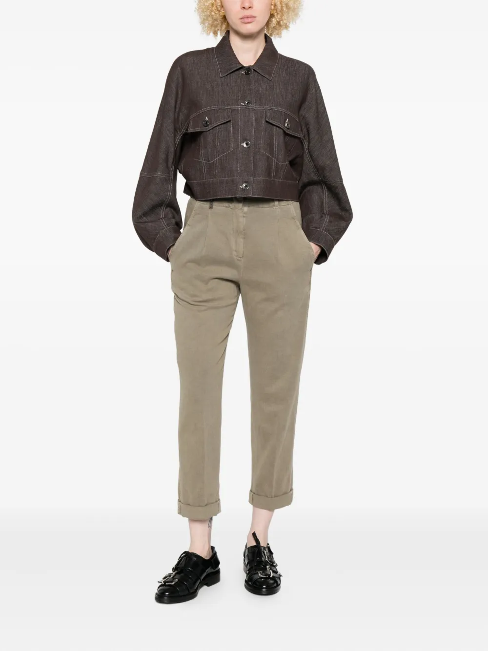 Peserico Geplooide broek met cuffs - Groen