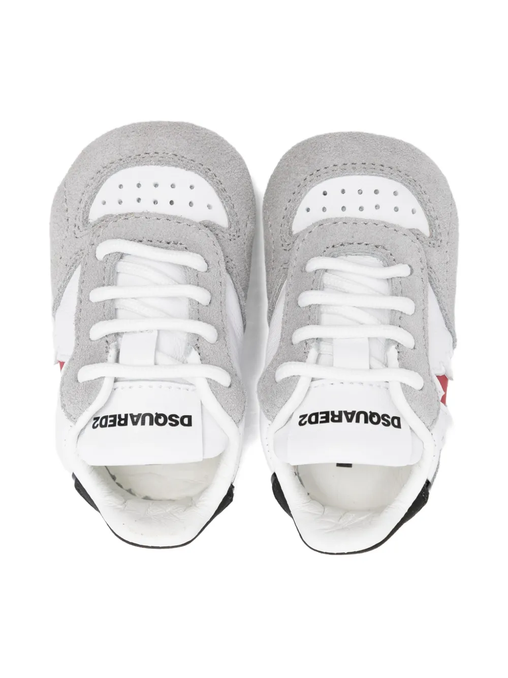 DSQUARED2 KIDS maple-leaf leather pre-walkers White