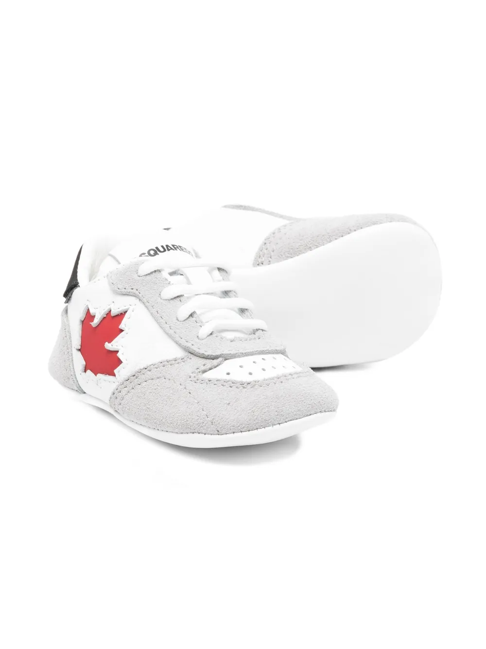DSQUARED2 KIDS maple-leaf leather pre-walkers White