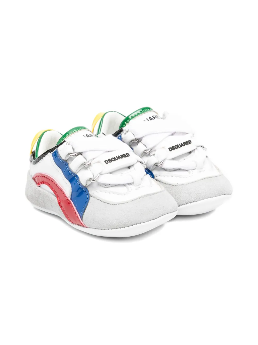 DSQUARED2 KIDS leather panelled pre-walkers White