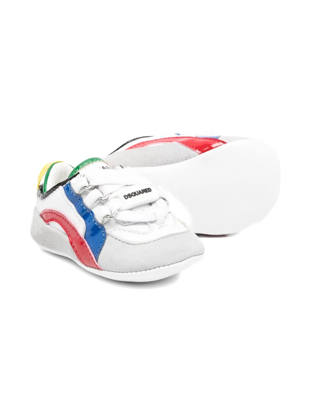 DSQUARED2 KIDS leather panelled pre-walkers White