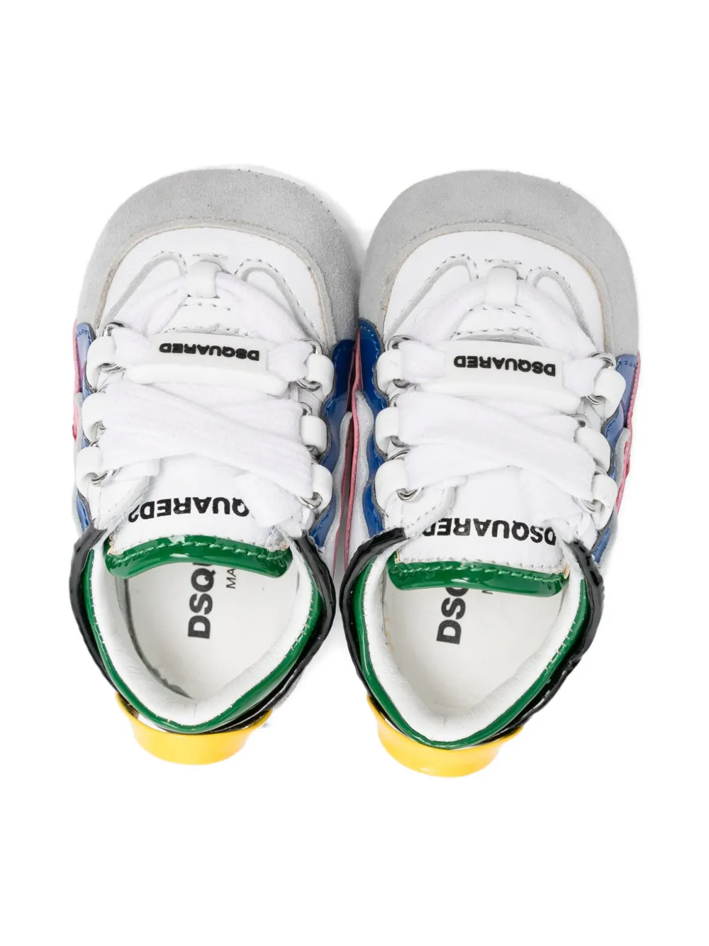 DSQUARED2 KIDS leather panelled pre-walkers White
