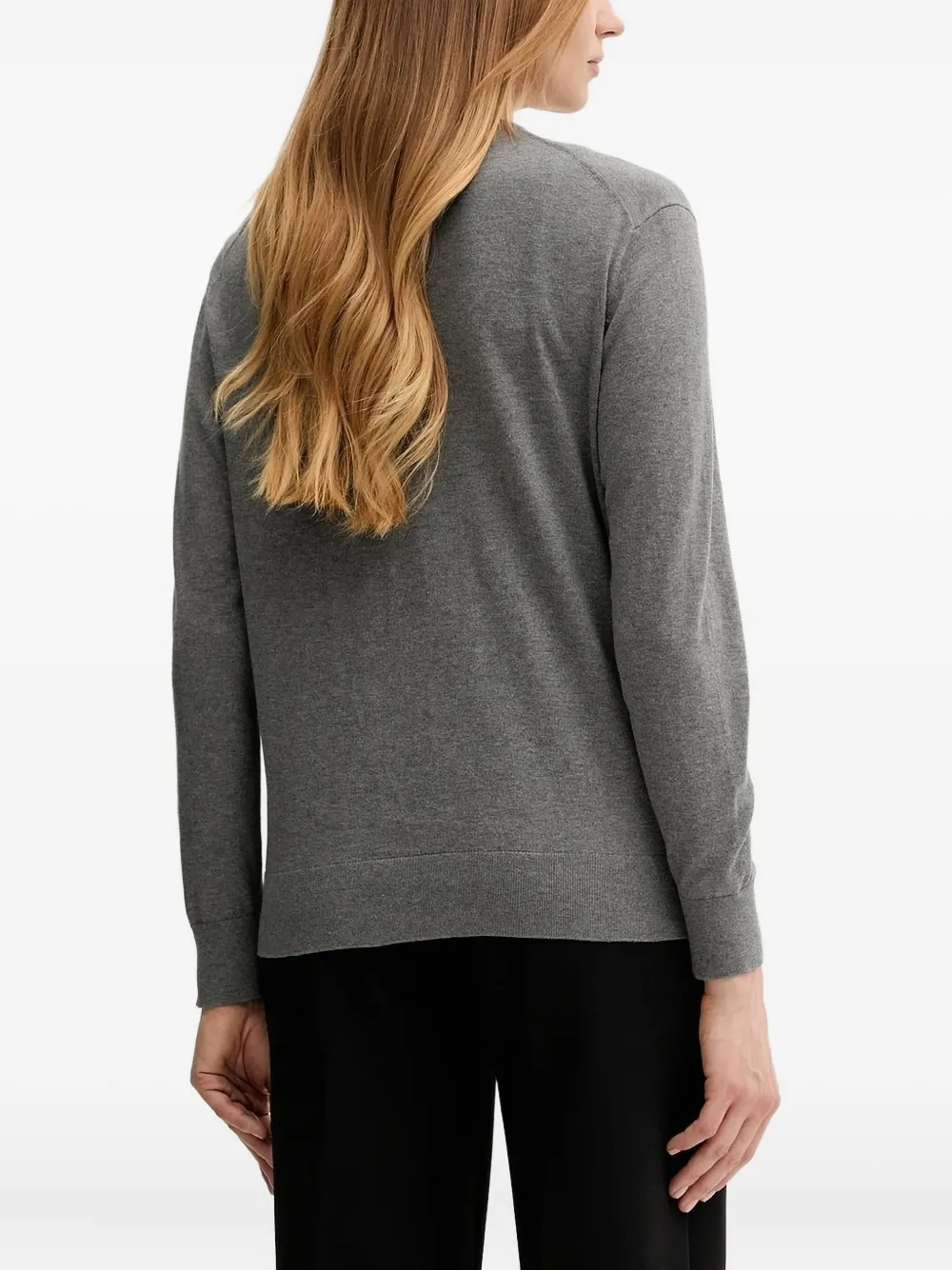 Polo Ralph Lauren V-neck Embroidered-logo Sweater In Gray