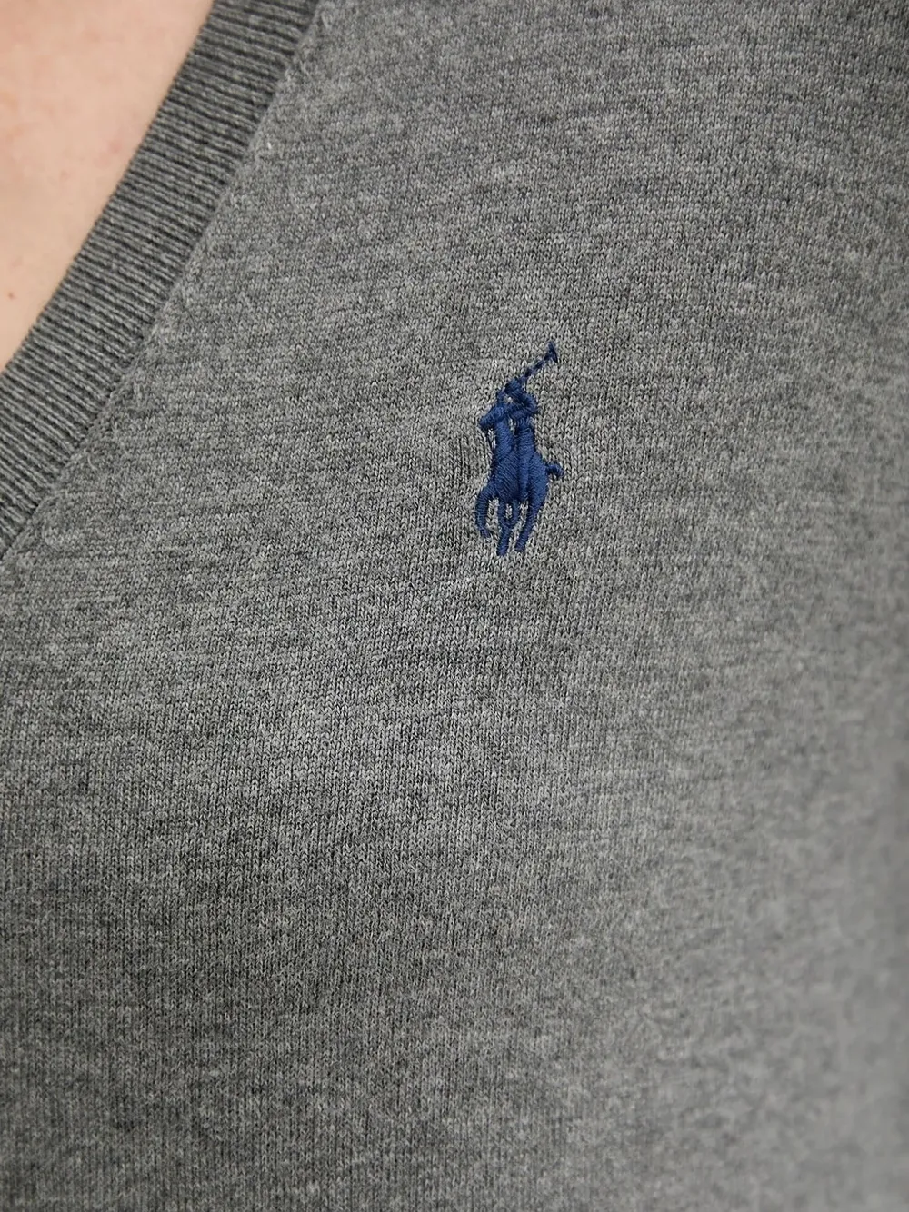 Polo Ralph Lauren V-neck Embroidered-logo Sweater In Gray