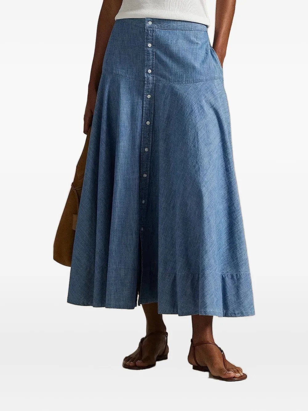 Polo Ralph Lauren Button-front Maxi Skirt In Blue