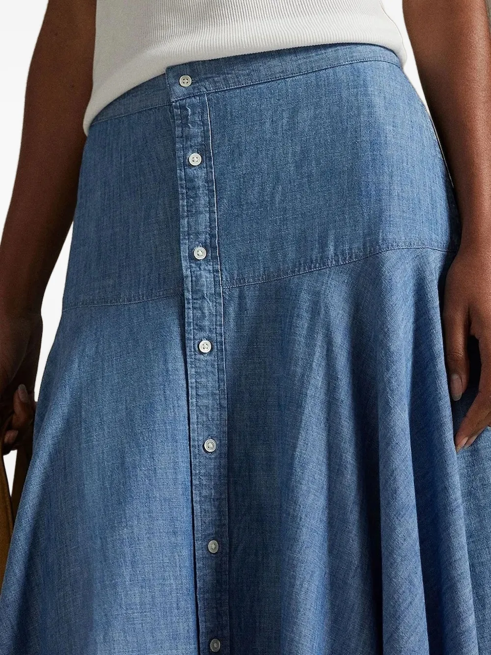 Polo Ralph Lauren Maxi-rok met knopen Blauw