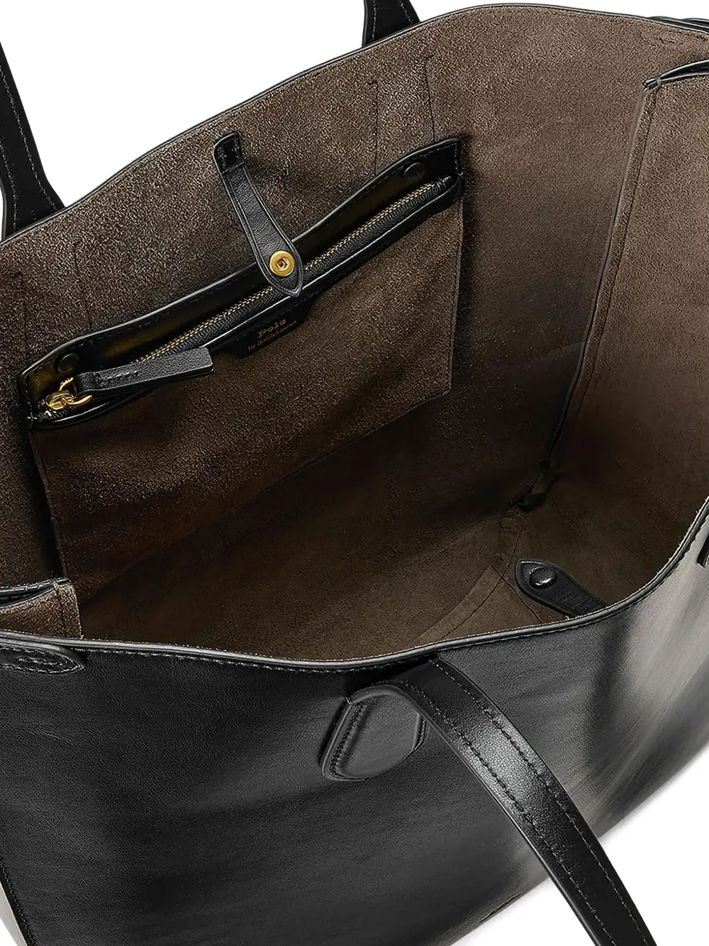 Polo Ralph Lauren Leren shopper met dubbel handvat Zwart