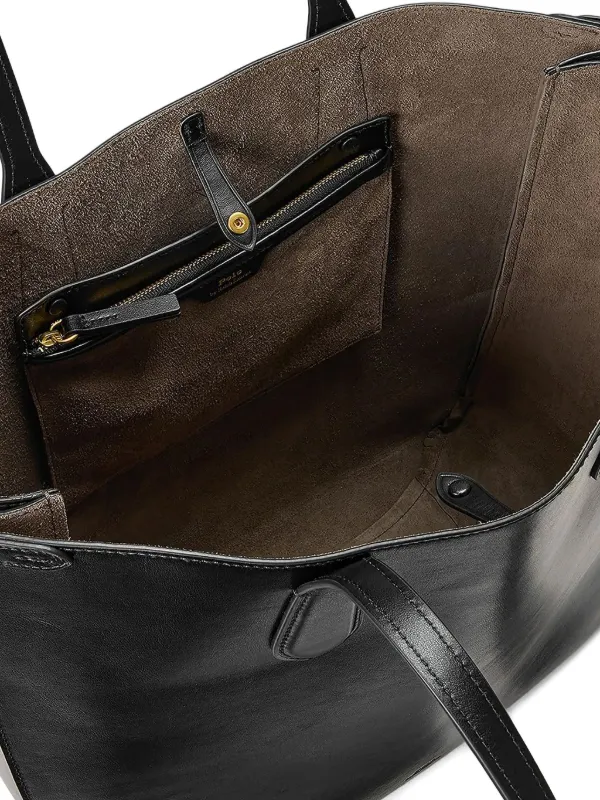 Polo Ralph Lauren Tote North-South レザーハンドバッグ | ブラック