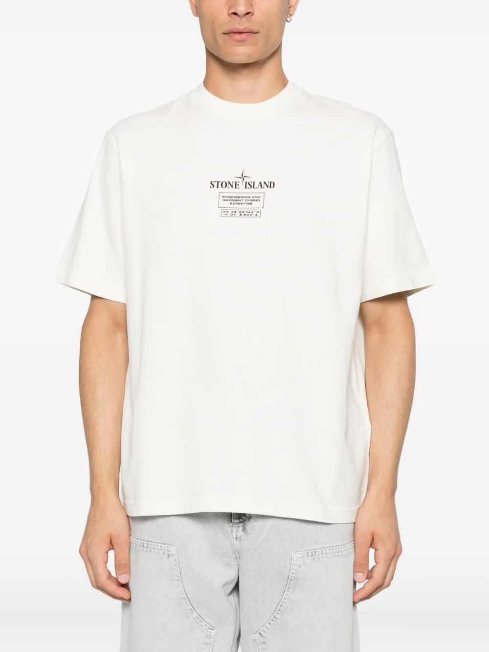 Stone Island Katoenen T-shirt met logoprint Beige