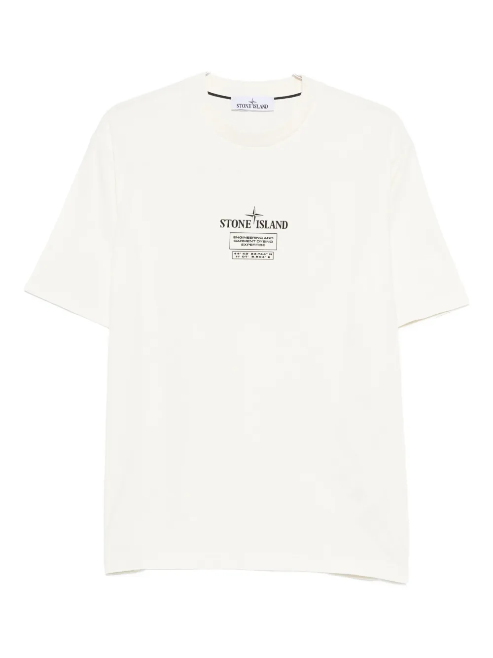 Stone Island Logo Crew Neck Cotton T-shirt With Short Sleeves In White