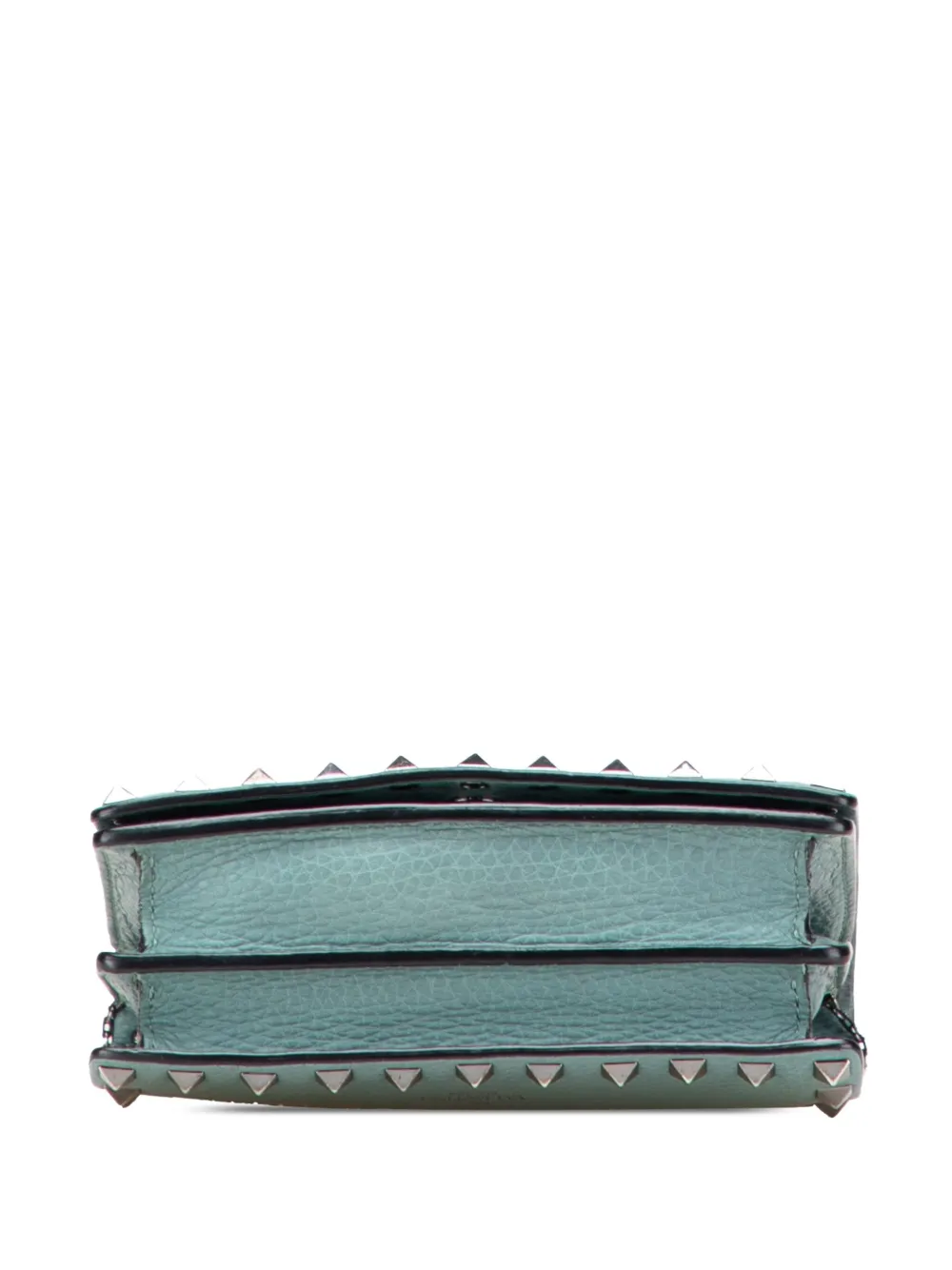 Pre-owned Valentino Garavani 2000-2017 Pebbled Calfskin Rockstud Wallet On Chain Crossbody Bag