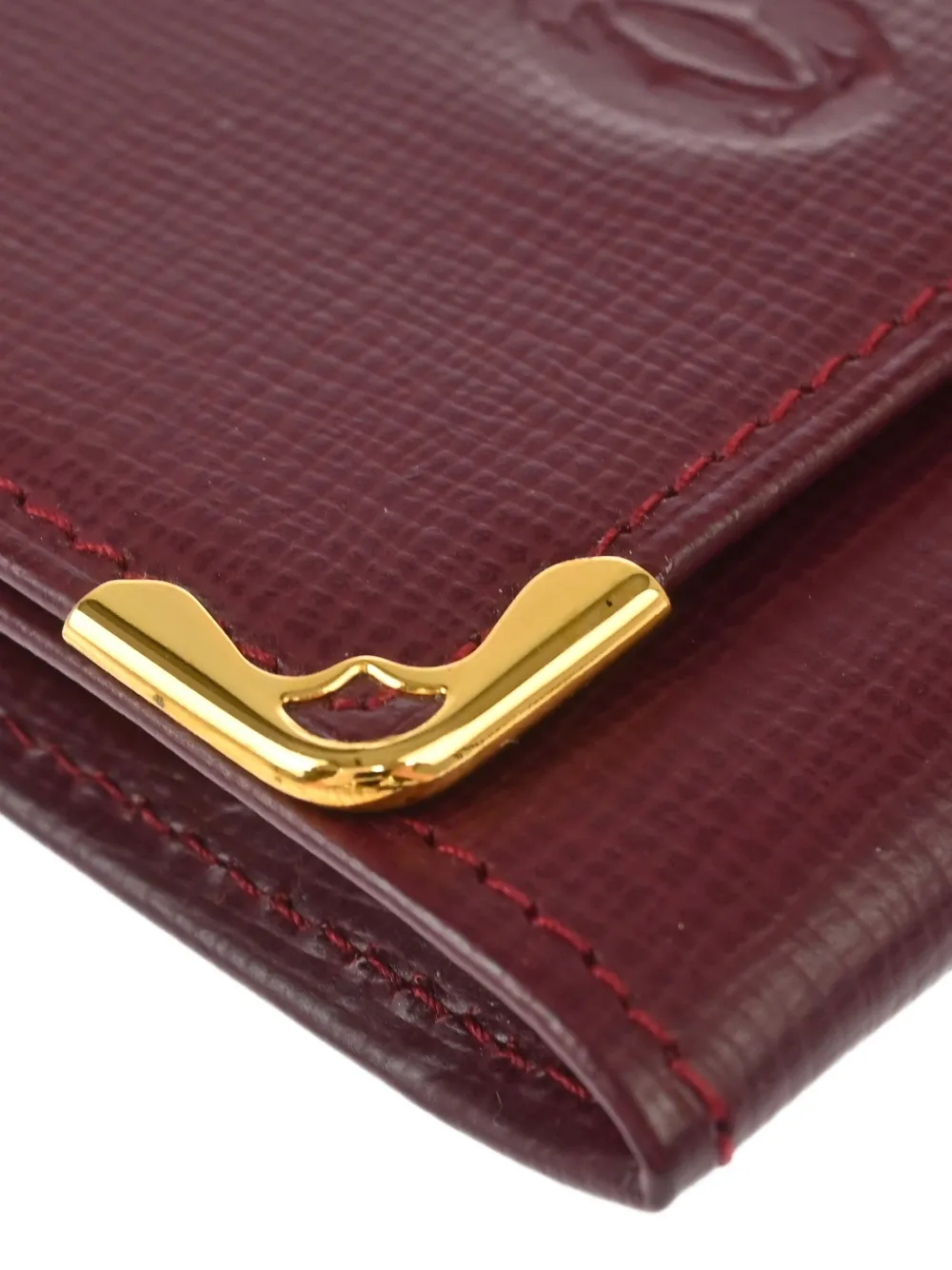 Pre-owned Cartier 1990-2000s Embossed-leather Coin Purse Wallet In Red
