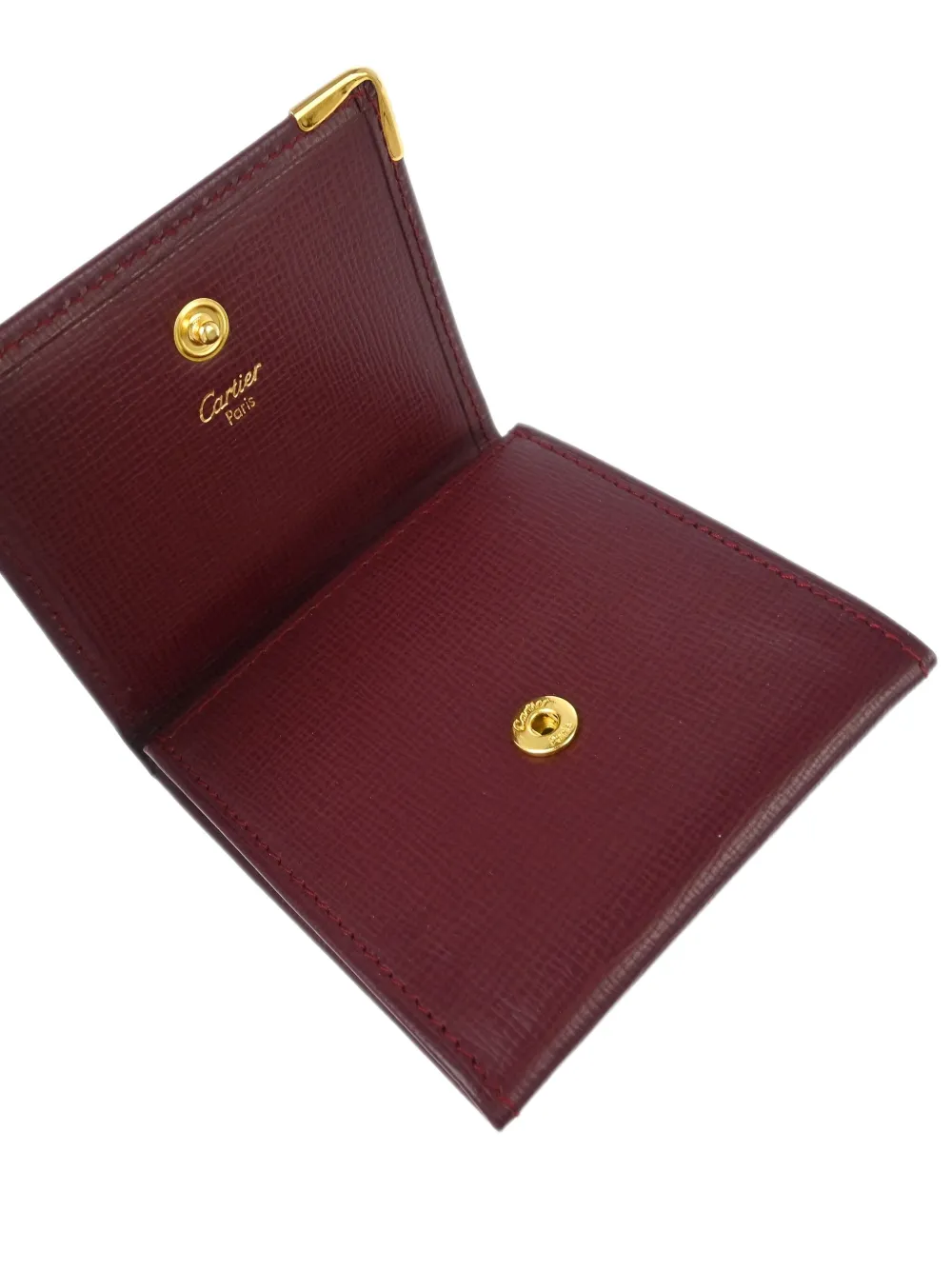 Pre-owned Cartier 1990-2000s Embossed-leather Coin Purse Wallet In Red