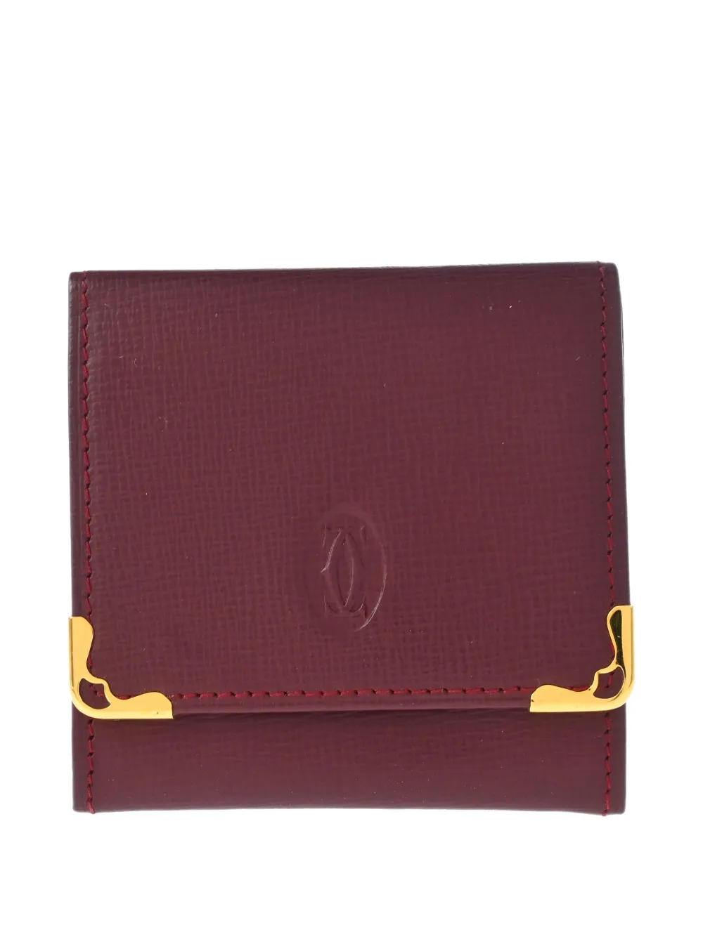 Pre-owned Cartier 1990-2000s Embossed-leather Coin Purse Wallet In Red