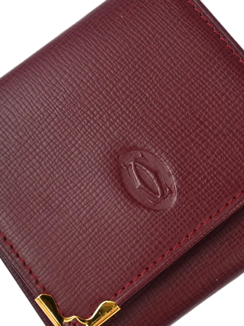 Pre-owned Cartier 1990-2000s Embossed-leather Coin Purse Wallet In Red