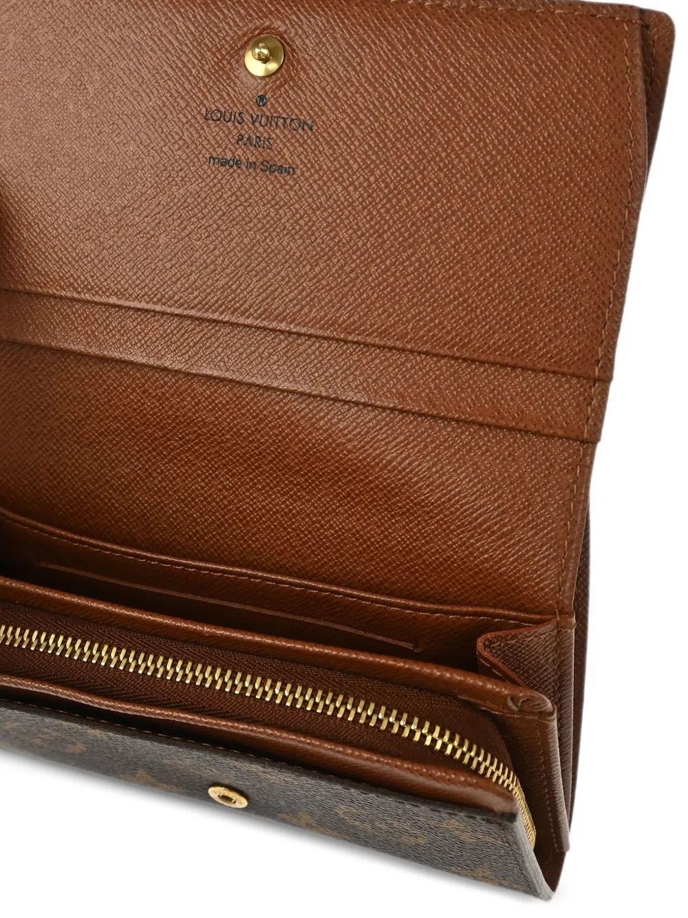 Pre-owned Louis Vuitton 2008 Tresor Monogram Zip Wallet In Brown