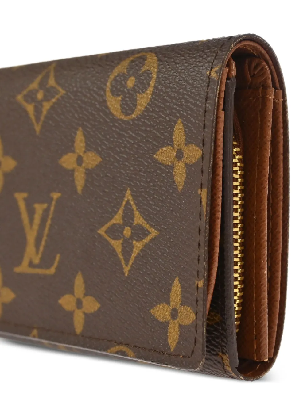 Pre-owned Louis Vuitton 2008 Tresor Monogram Zip Wallet In Brown
