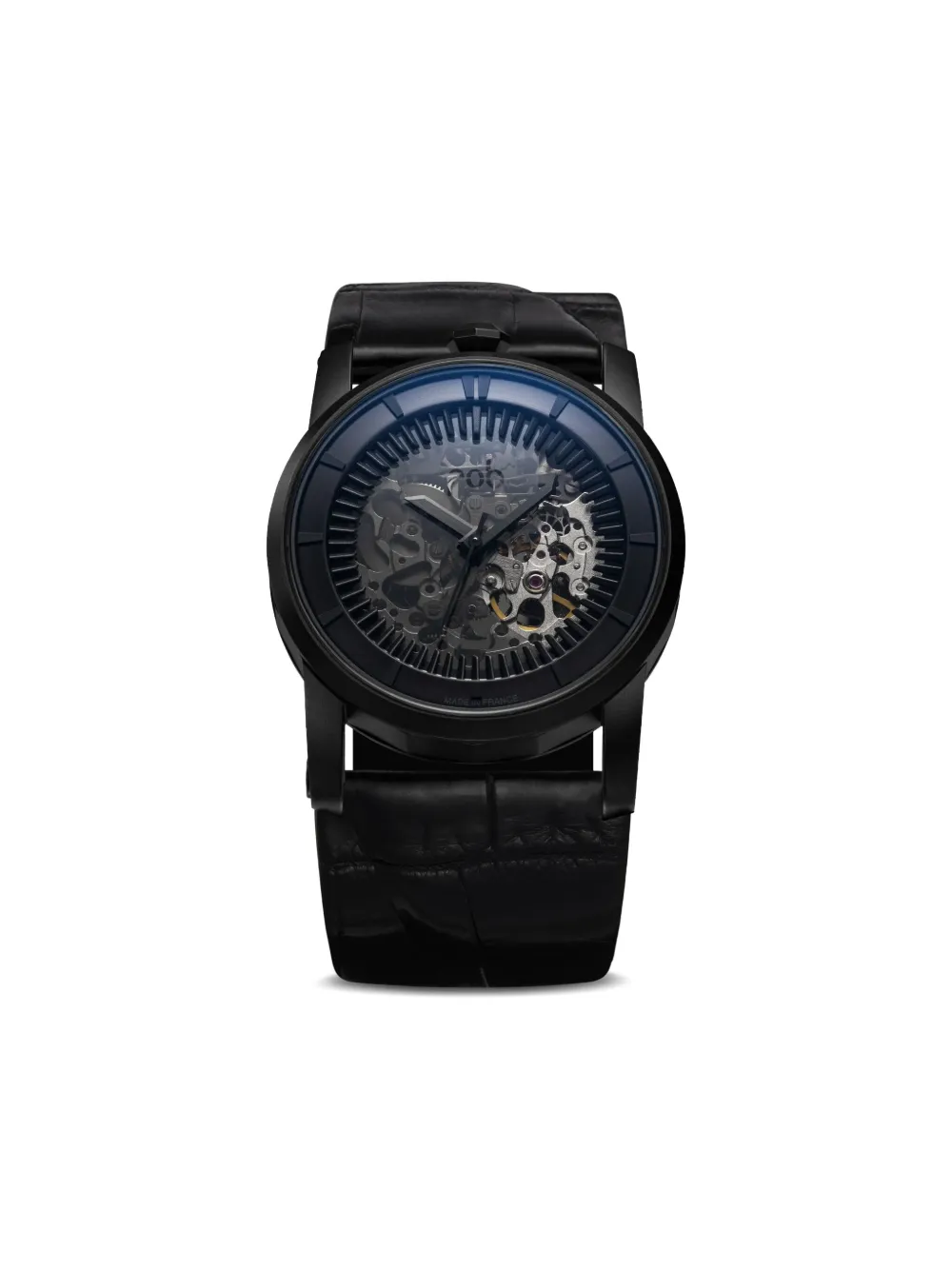 Fob Paris Skeleton 42mm 腕時計 - ブラック Fob Paris Skeleton 42mm 腕時計 - ブラック