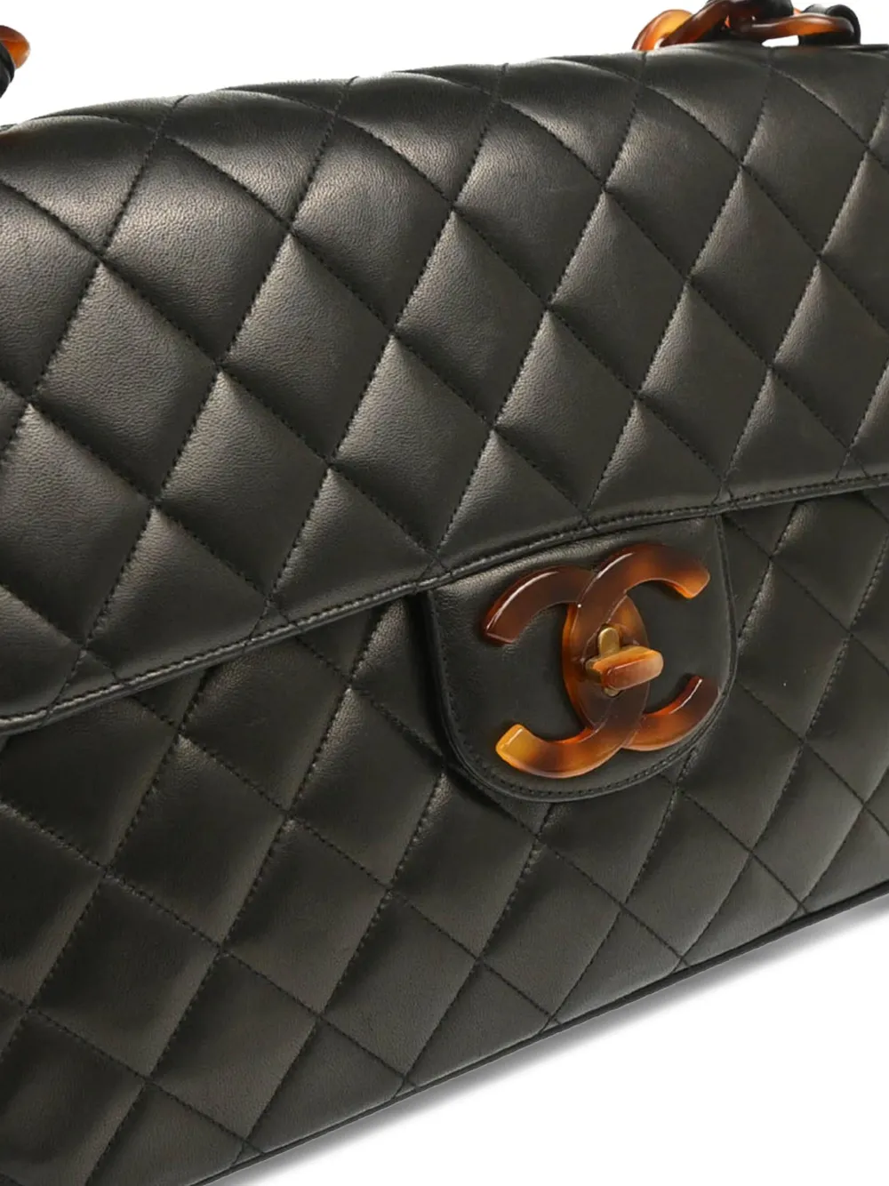 Pre-owned Chanel 1995 Jumbo Classic Flap Shoulder Bag In Black