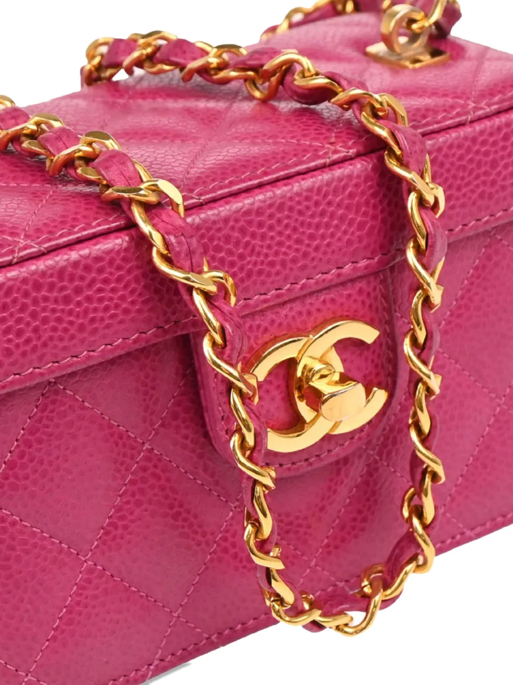 Pre-owned Chanel 1992 Vanity Shoulder Bag In Pink