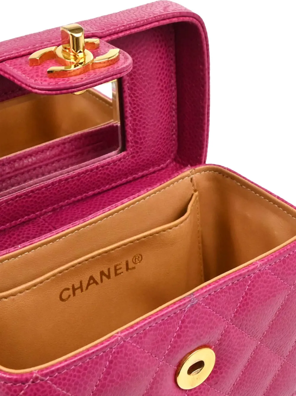 Pre-owned Chanel 1992 Vanity Shoulder Bag In Pink