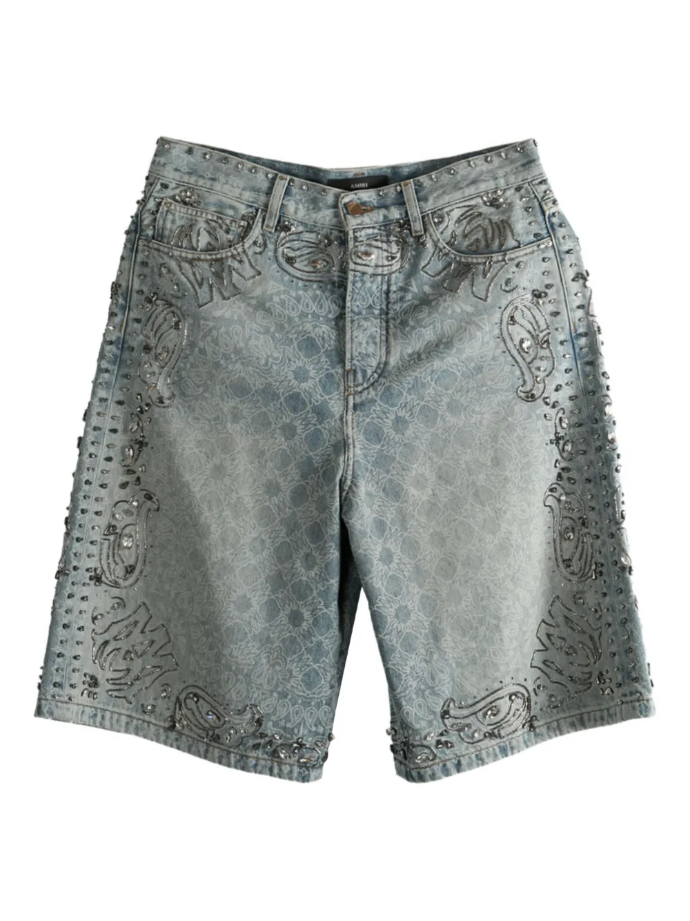 cotton embellished denim shorts