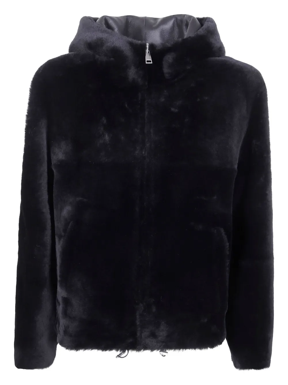 hooded reversible fur jacket